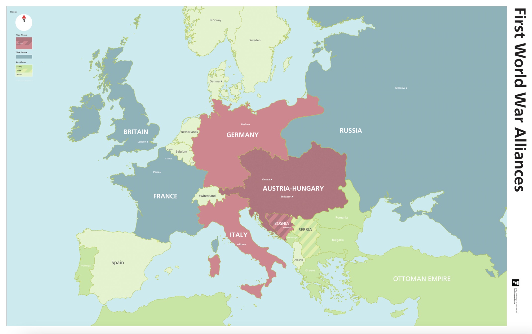 WW1 Alliances Map From SplashMaps SplashMaps