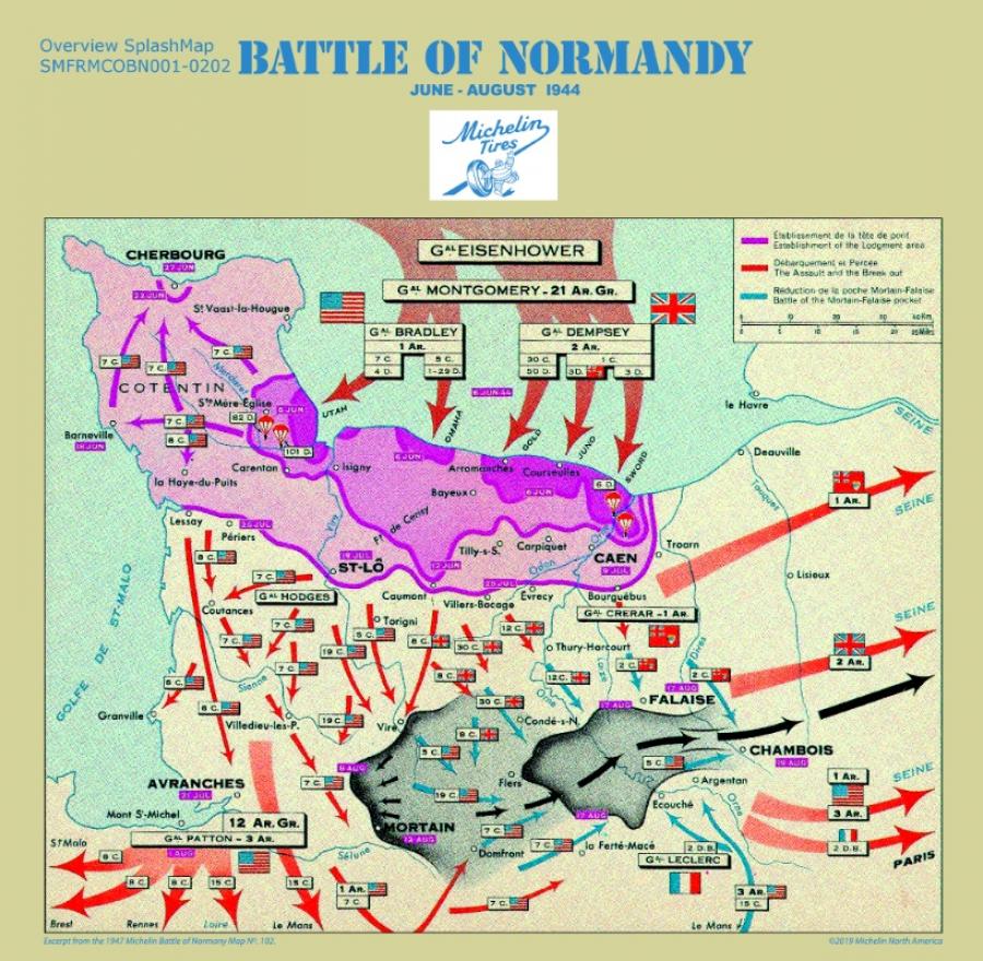 Battle Of Normandy Map Overview Michelin Splashmap 3499