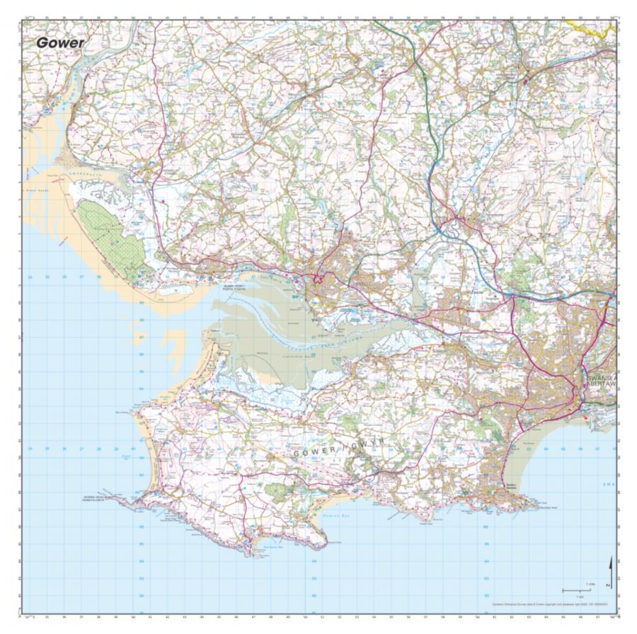 Gower Peninsula Map - SplashMaps Fabric OS Maps